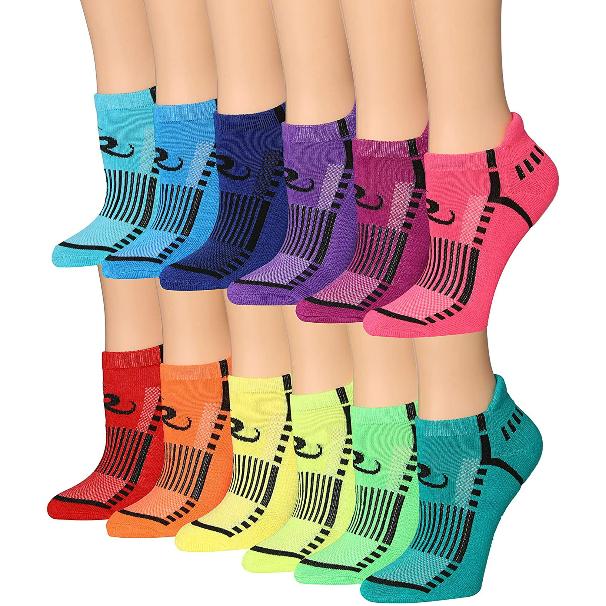 Ronnox Womens 12-Pairs Low Cut Running & Athletic Performance Tab Socks 